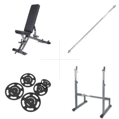 Taurus Hantelbank B900 inkl. Langhantelablage und 75kg Set
